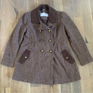 Jessica Simpson Brown Double-Breasted Women's Wool Coat Size Large